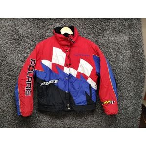 Polaris Edge Racing Jacket Women Medium‎ Red 3 in 1 Lining Checkered Flag
